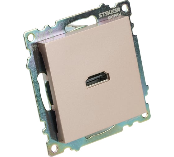Механизм розетки HDMI STEKKER 2.1, Type A, GLS00-7118-02, серия Катрин, шампань, 50063