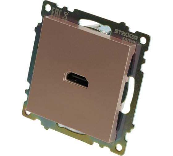 Механизм розетки HDMI STEKKER 2.1, Type A, GLS00-7118-02, серия Катрин, шампань, 50063