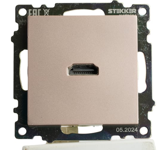 Механизм розетки HDMI STEKKER 2.1, Type A, GLS00-7118-02, серия Катрин, шампань, 50063
