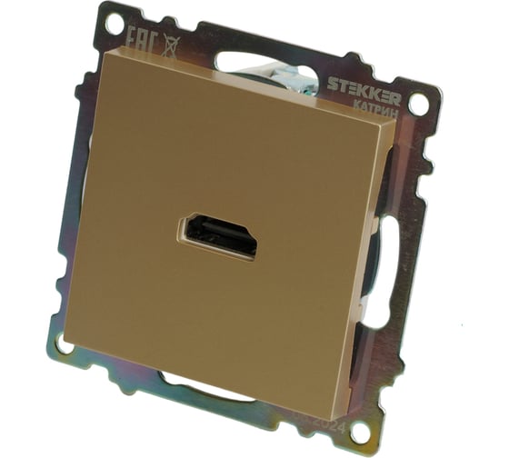 Механизм розетки HDMI STEKKER 2.1, Type A, GLS00-7118-08, серия Катрин, золото, 50060