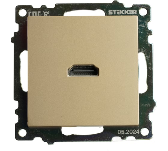 Механизм розетки HDMI STEKKER 2.1, Type A, GLS00-7118-08, серия Катрин, золото, 50060