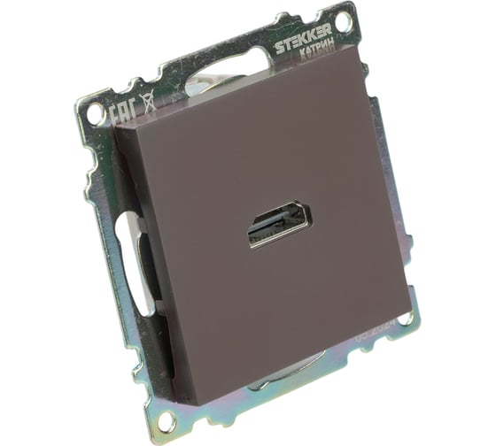 Механизм розетки HDMI STEKKER 2.1, Type A, GLS00-7118-04, серия Катрин, шоколад, 50064