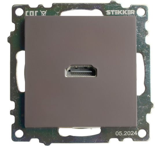 Механизм розетки HDMI STEKKER 2.1, Type A, GLS00-7118-04, серия Катрин, шоколад, 50064