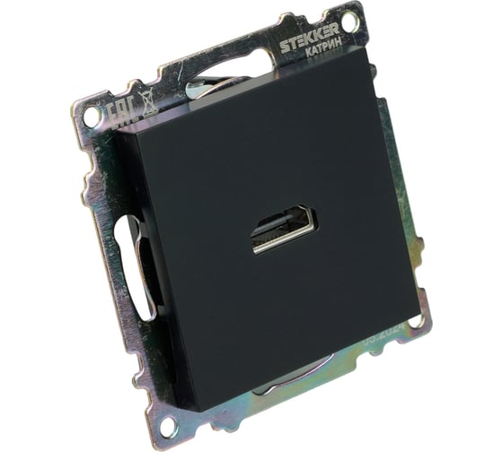 Механизм розетки HDMI STEKKER 2.1, Type A, GLS00-7118-05, серия Катрин, черный, 50062