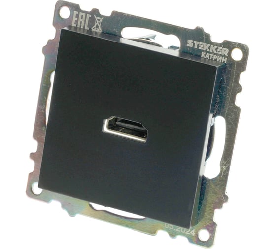 Механизм розетки HDMI STEKKER 2.1, Type A, GLS00-7118-05, серия Катрин, черный, 50062