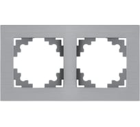 Рамка STEKKER 2-местная, металл,, MFR00-7002-03, серия Катрин, серебро, 50015