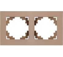 Рамка STEKKER 2-местная, металл,, MFR00-7002-02, серия Катрин, шампань, 50014