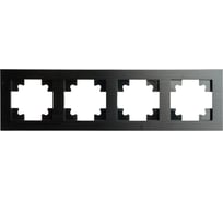Рамка STEKKER 4-местная, металл, серия Катрин, MFR00-7004-05, черный 50024