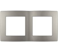 Рамка для розеток и выключателей ЭРА серия 12, 12510216 на 2 поста, Сатин, титан Б0065747