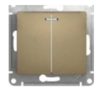 Выключатель 2-контактный LANMASTER двухклавишный, 45х45, бронза LAN-EC45x45-S21-BRZ