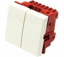 Выключатель 2-контактный LANMASTER двухклавишный, 45х45, белый LAN-EC45x45-S22-WH