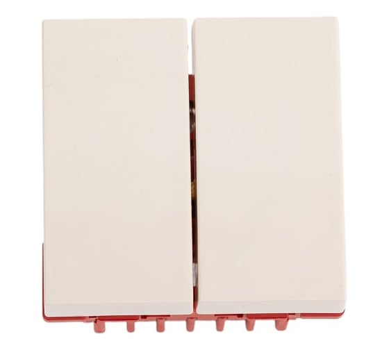 Выключатель 2-контактный LANMASTER двухклавишный, 45х45, белый LAN-EC45x45-S22-WH 1