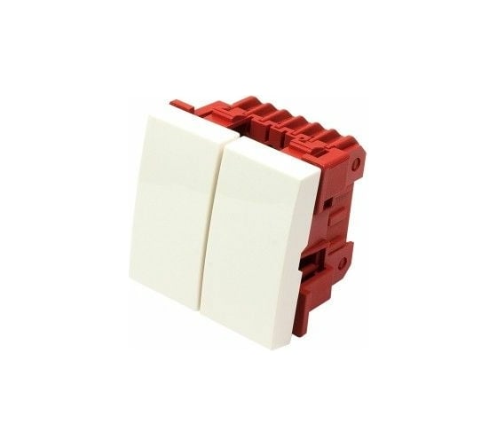 Выключатель 2-контактный LANMASTER двухклавишный, 45х45, белый LAN-EC45x45-S22-WH 1