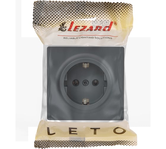 Розетка Lezard LETO с/з цв.графит 752-3400-122B