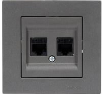 Розетка дата с двойным разъемом на выходе Arvia Electric (2 х RJ45 кабель CAT6) цвет дымчатый (с рамкой) 20042000248