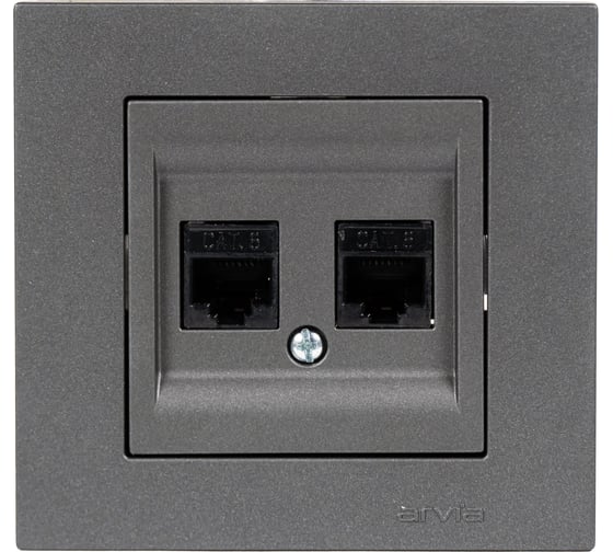 Розетка дата с двойным разъемом на выходе Arvia Electric (2 х RJ45 кабель CAT6) цвет дымчатый (с рамкой) 20042000248