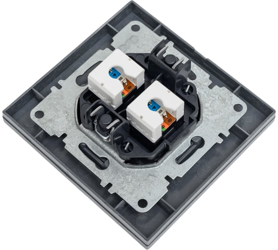 Розетка дата с двойным разъемом на выходе Arvia Electric (2 х RJ45 кабель CAT6) цвет серебряный (с рамкой) 20032000248