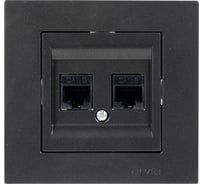 Розетка дата с двойным разъемом на выходе Arvia Electric (2 х RJ45 кабель CAT6) цвет черный (с рамкой) 20072000248