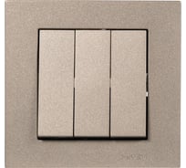 Выключатель тройной односторонний Arvia Electric цвет титановый (с рамкой) 20052000254