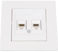 Розетка дата с двойным разъемом на выходе Arvia Electric (2 х RJ45 кабель CAT6) цвет белый (с рамкой) 20011000248