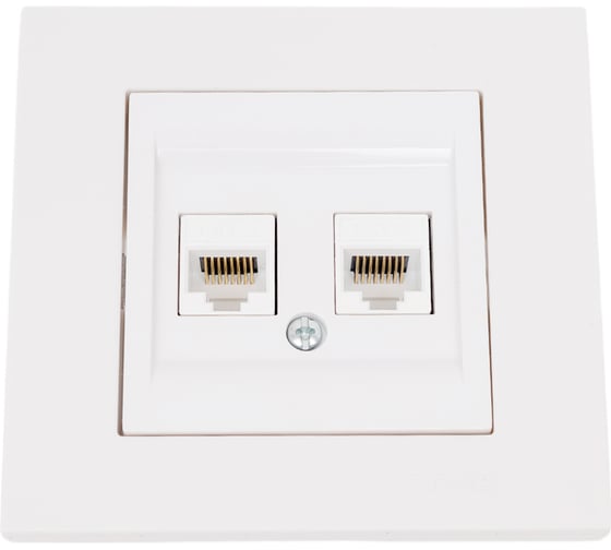 Розетка дата с двойным разъемом на выходе Arvia Electric (2 х RJ45 кабель CAT6) цвет белый (с рамкой) 20011000248