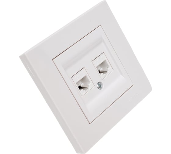 Розетка дата с двойным разъемом на выходе Arvia Electric (2 х RJ45 кабель CAT6) цвет белый (с рамкой) 20011000248