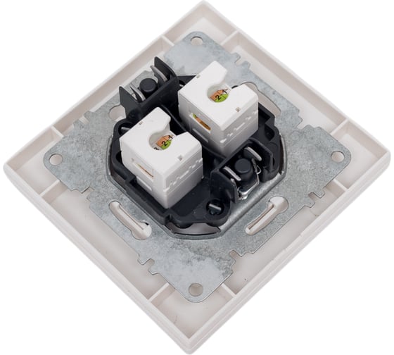 Розетка дата с двойным разъемом на выходе Arvia Electric (2 х RJ45 кабель CAT6) цвет белый (с рамкой) 20011000248