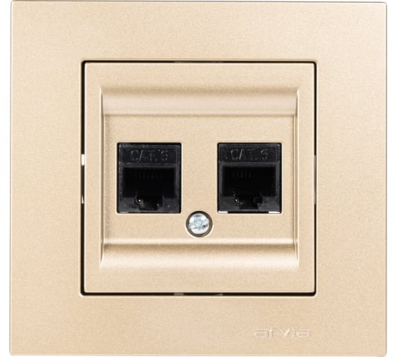 Розетка дата с двойным разъемом на выходе Arvia Electric (2 х RJ45 кабель CAT6) цвет антрацит (с рамкой) 20062000248 1