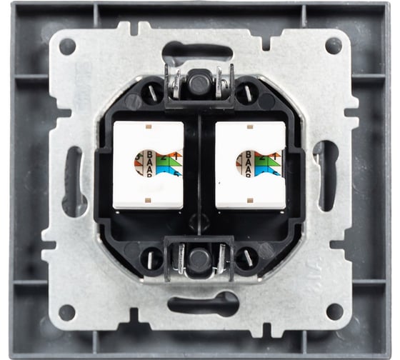 Розетка дата с двойным разъемом на выходе Arvia Electric (2 х RJ45 кабель CAT6) цвет антрацит (с рамкой) 20062000248