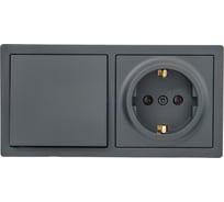Выключатель Lezard LETO и розетка с/з, графит горизонталь 752-3400-170BAP