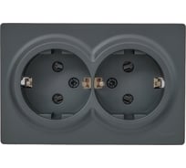 Розетка Lezard LETO двойная с/з закрытый корпус ПБТ графит 752-3400-127B