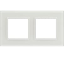 Рамка для розеток и выключателей ЭРА Elegance 14510201М на 2 поста, стекло, белый матовый Б0065834