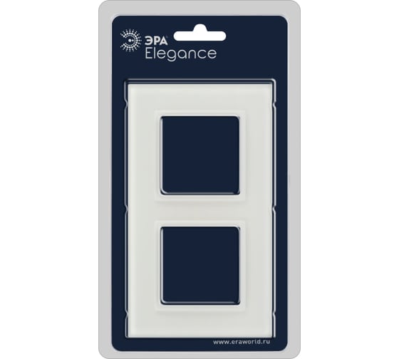 Рамка для розеток и выключателей ЭРА Elegance 14510201М на 2 поста, стекло, белый матовый Б0065834
