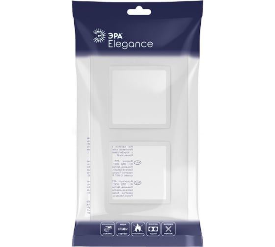 Рамка для розеток и выключателей ЭРА Elegance 14501201М Classic, на 2 поста, белый матовый Б0065824