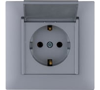 Розетка MAKEL с заземлением и крышкой СП KAREA RIZZ 16А IP20 сереб. 88065029