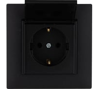 Розетка MAKEL с заземлением и крышкой СП KAREA RIZZ 16А IP20 черн. 88054029