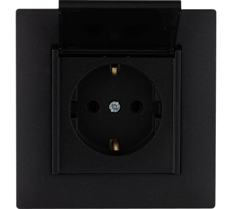 Розетка MAKEL с заземлением и крышкой СП KAREA RIZZ 16А IP20 черн. 88054029