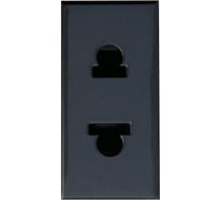 Розетка Bticino Axolute 2К, 16 А с защитными шторками Евро - Американский стандарт, цвет антрацит HS4125