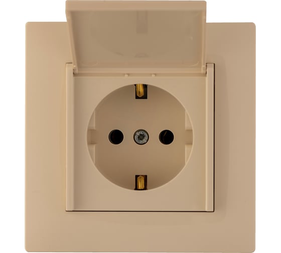 Розетка MAKEL с заземлением и крышкой СП KAREA RIZZ 16А IP20 крем. 88010029