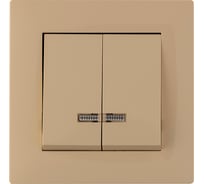 Выключатель MAKEL 2-клавишный СП KAREA RIZZ 10А IP20 с подсветкой крем. 88010023