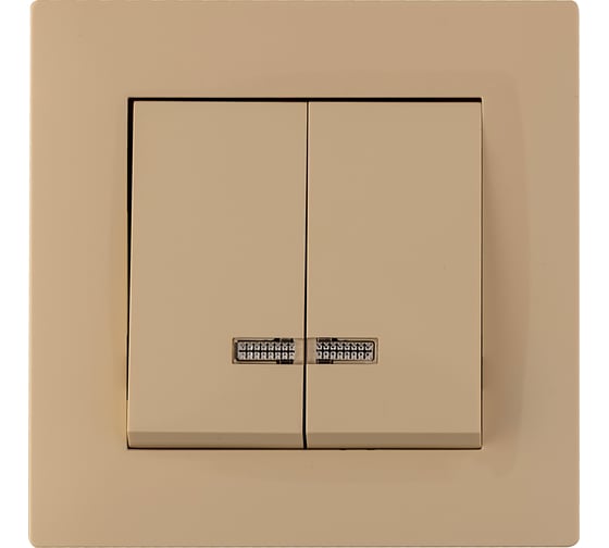 Выключатель MAKEL 2-клавишный СП KAREA RIZZ 10А IP20 с подсветкой крем. 88010023