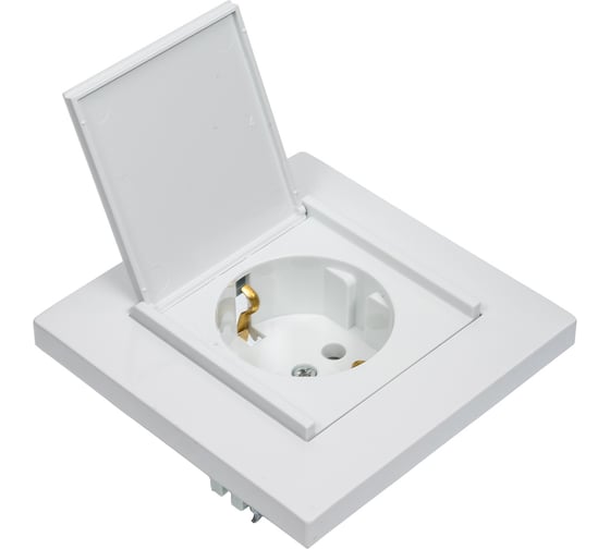 Розетка MAKEL с заземлением и крышкой СП KAREA RIZZ 16А IP20 бел. 88001029