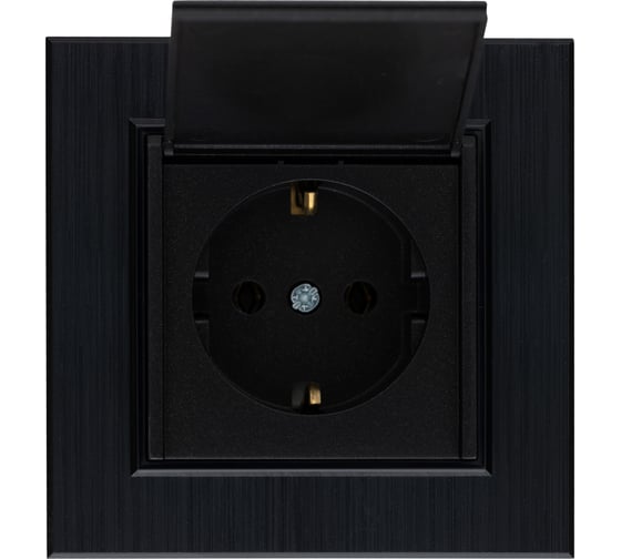 Розетка MAKEL с заземлением и крышкой СП KAREA LINE STAR 16А IP20 черн. 86054029 1