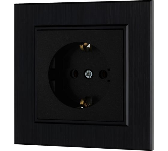 Розетка MAKEL с заземлением СП KAREA LINE STAR 16А IP20 черн. 86054028