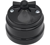 Выключатель Bylectrica 1-клавишный поворотный проходной (10А) ОУ серия РЕТРО, А610-2296 черный