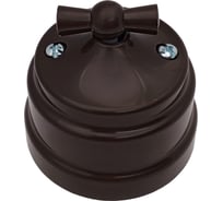 Выключатель Bylectrica 1-клавишный поворотный проходной (10А) ОУ серия РЕТРО, А610-2296 шоколад