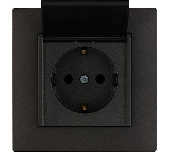 Розетка MAKEL с заземлением и крышкой СП KAREA RIZZ 16А IP20 дым. металлик 88050029 1