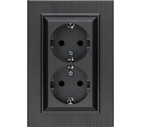 Розетка MAKEL 2-я с заземлением СП KAREA LINE STAR 16А IP20 дым. металлик. 86050082