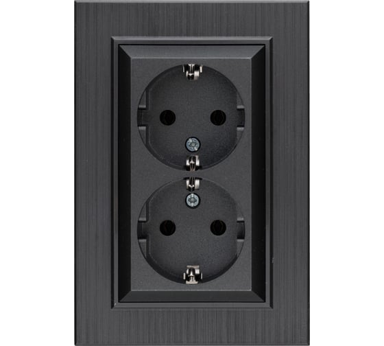 Розетка MAKEL 2-я с заземлением СП KAREA LINE STAR 16А IP20 дым. металлик. 86050082