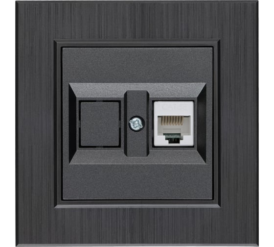 Розетка компютерная MAKEL CAT5 + гнездо СП KAREA LINE STAR IP20 дым. металлик. 86050035 1
